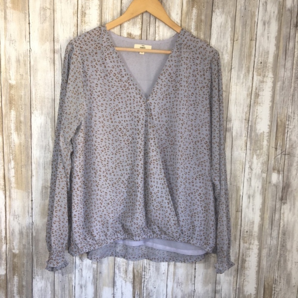 Entro Mauve Purple Leopard Drop Waist Blouse